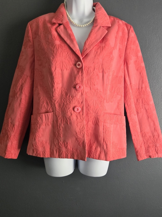 Sag Harbor Jackets & Blazers - Sag Harbor Vintage Coral Floral Cottagecore Women's 12 Coastal Grandma Blazer